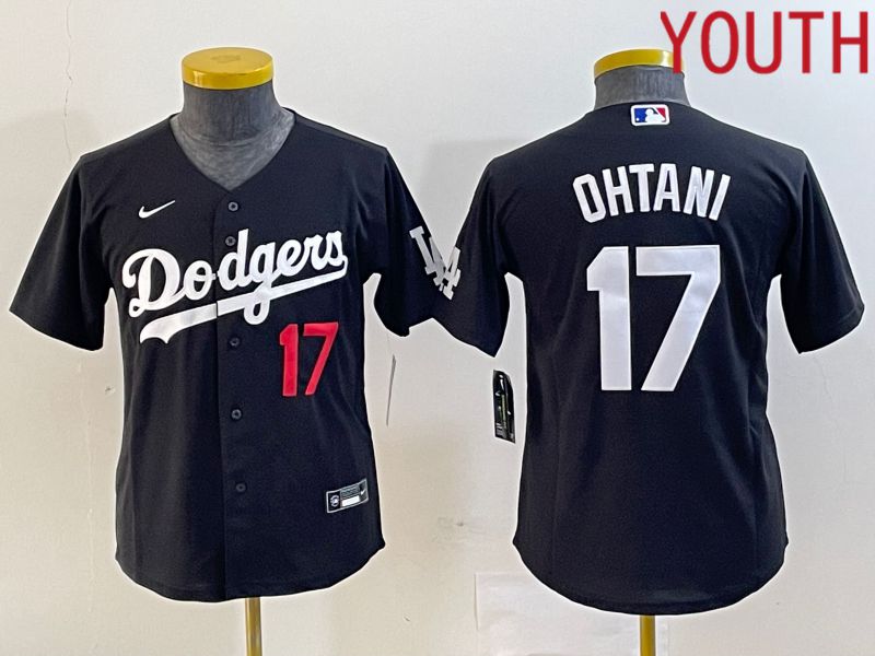 Youth Los Angeles Dodgers #17 Ohtani Black Nike Game MLB Jersey style 4